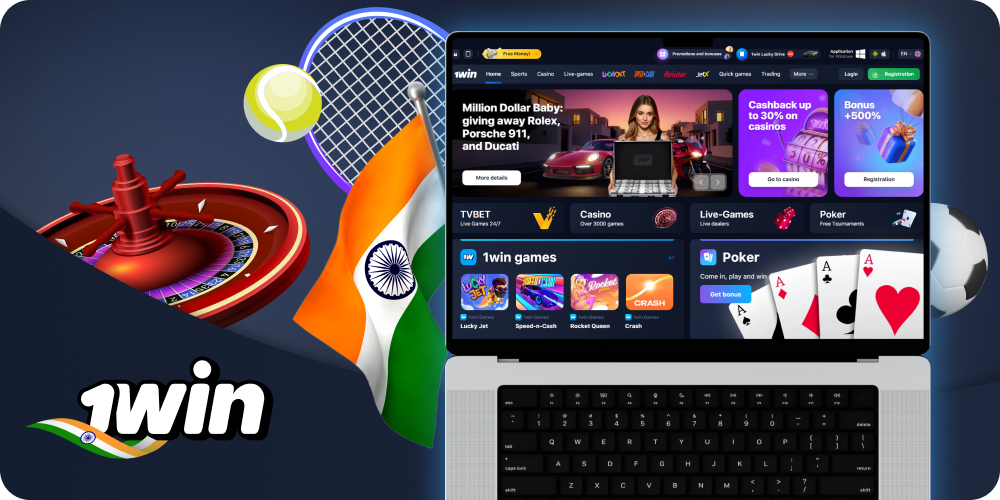 Place sports bets and play online casino at 1win in India
